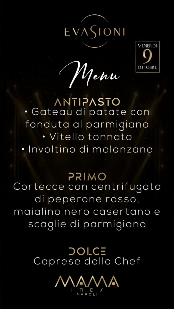 Menu Cena Spettacolo Biagio Izzo – Evasioni Mama Ines Menu cena spettacolo Evasioni con Biagio Izzo al Mama Ines Napoli